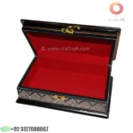 Handcrafted Naqshi Wooden Jewelry Box In Beautiful Golden Color