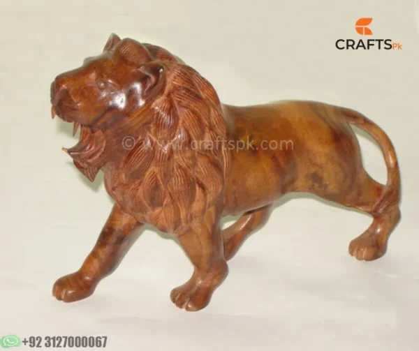 Lion Statue Sculpture, Handmade Wooden Lion, Wooden Lion Sculpture