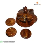 Fancy Handmade Wooden Tea Mat With Brass Inlaid